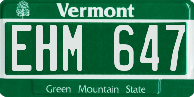 VT license plate EHM647