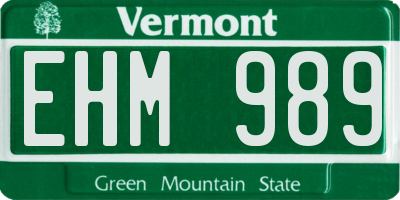 VT license plate EHM989