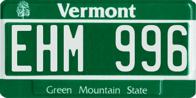VT license plate EHM996