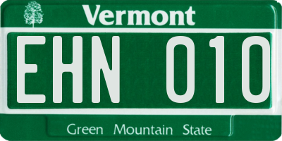 VT license plate EHN010
