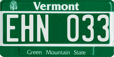 VT license plate EHN033