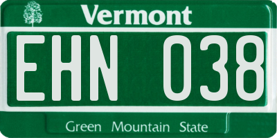 VT license plate EHN038