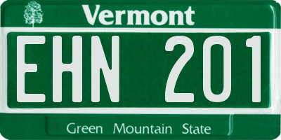 VT license plate EHN201