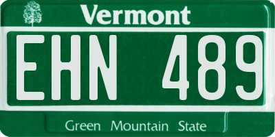 VT license plate EHN489