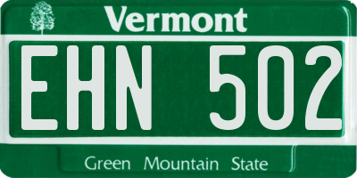 VT license plate EHN502