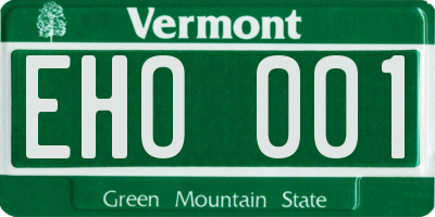 VT license plate EHO001