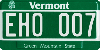 VT license plate EHO007