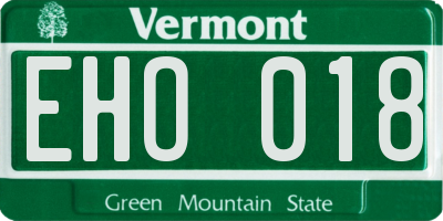VT license plate EHO018