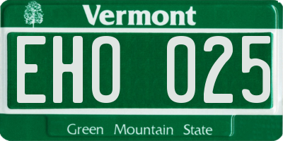 VT license plate EHO025