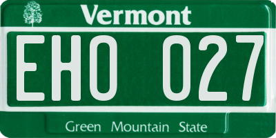 VT license plate EHO027