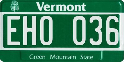 VT license plate EHO036