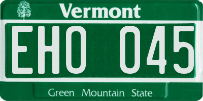 VT license plate EHO045
