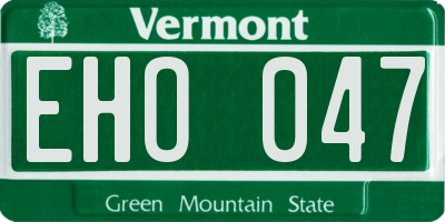 VT license plate EHO047