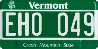 VT license plate EHO049