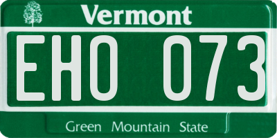 VT license plate EHO073