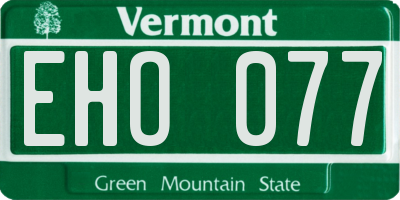 VT license plate EHO077
