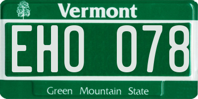 VT license plate EHO078
