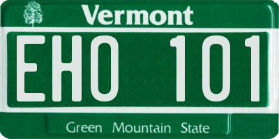 VT license plate EHO101
