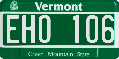 VT license plate EHO106