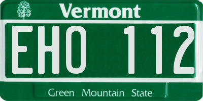 VT license plate EHO112