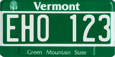 VT license plate EHO123