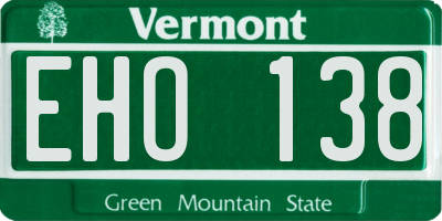VT license plate EHO138