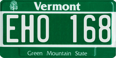 VT license plate EHO168