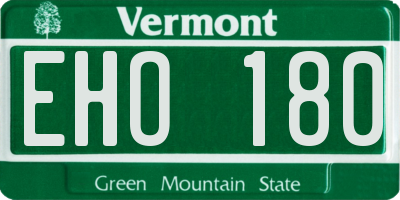 VT license plate EHO180