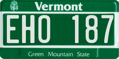 VT license plate EHO187