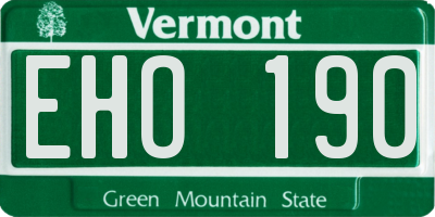 VT license plate EHO190