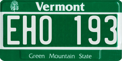 VT license plate EHO193