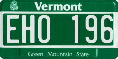 VT license plate EHO196