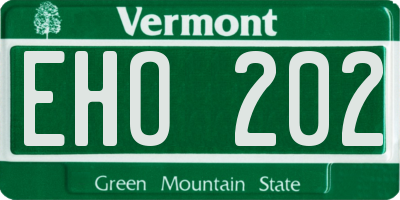 VT license plate EHO202