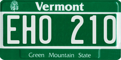 VT license plate EHO210