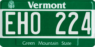 VT license plate EHO224
