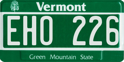 VT license plate EHO226