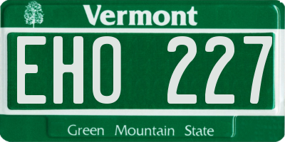 VT license plate EHO227