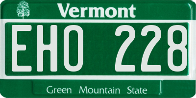VT license plate EHO228