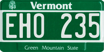 VT license plate EHO235