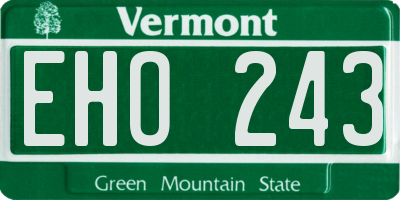 VT license plate EHO243