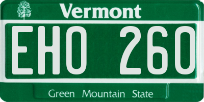 VT license plate EHO260