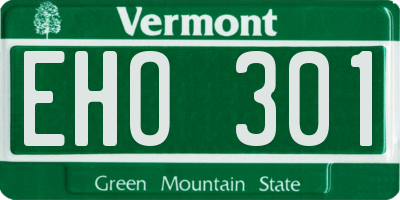 VT license plate EHO301