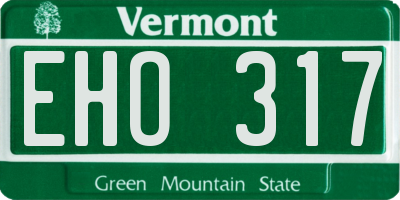 VT license plate EHO317