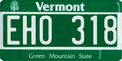 VT license plate EHO318