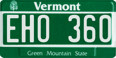 VT license plate EHO360