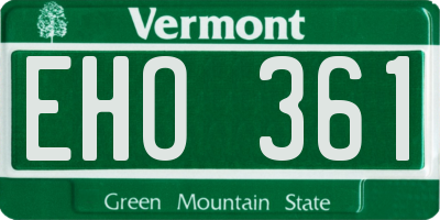 VT license plate EHO361