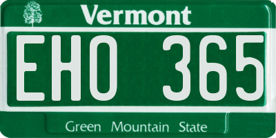 VT license plate EHO365