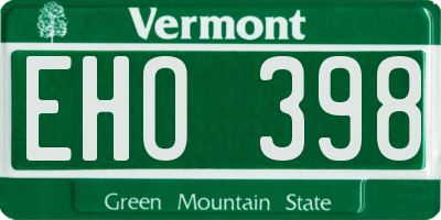 VT license plate EHO398