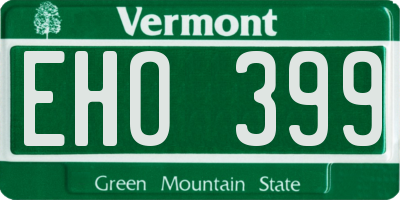VT license plate EHO399