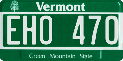 VT license plate EHO470